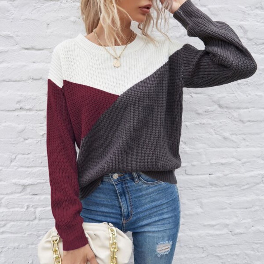 ColorBlock  Pink Coral Oversized Knit Sweater Top - Picture 7 of 8